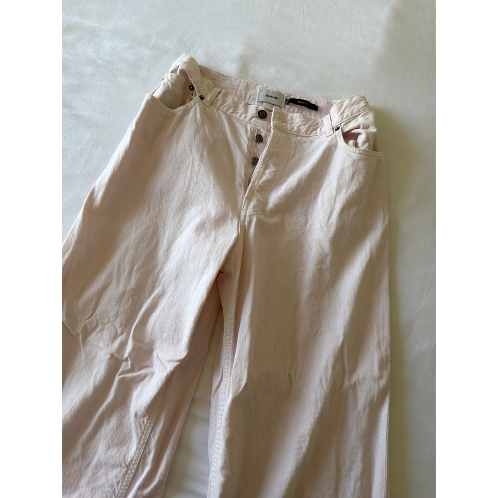 Haikure Bethany Twill 45 Pink High Waisted Wide Leg Jeans Made in Italy Size 27